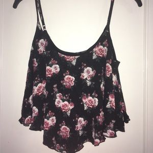 Black and floral cropped tank top.